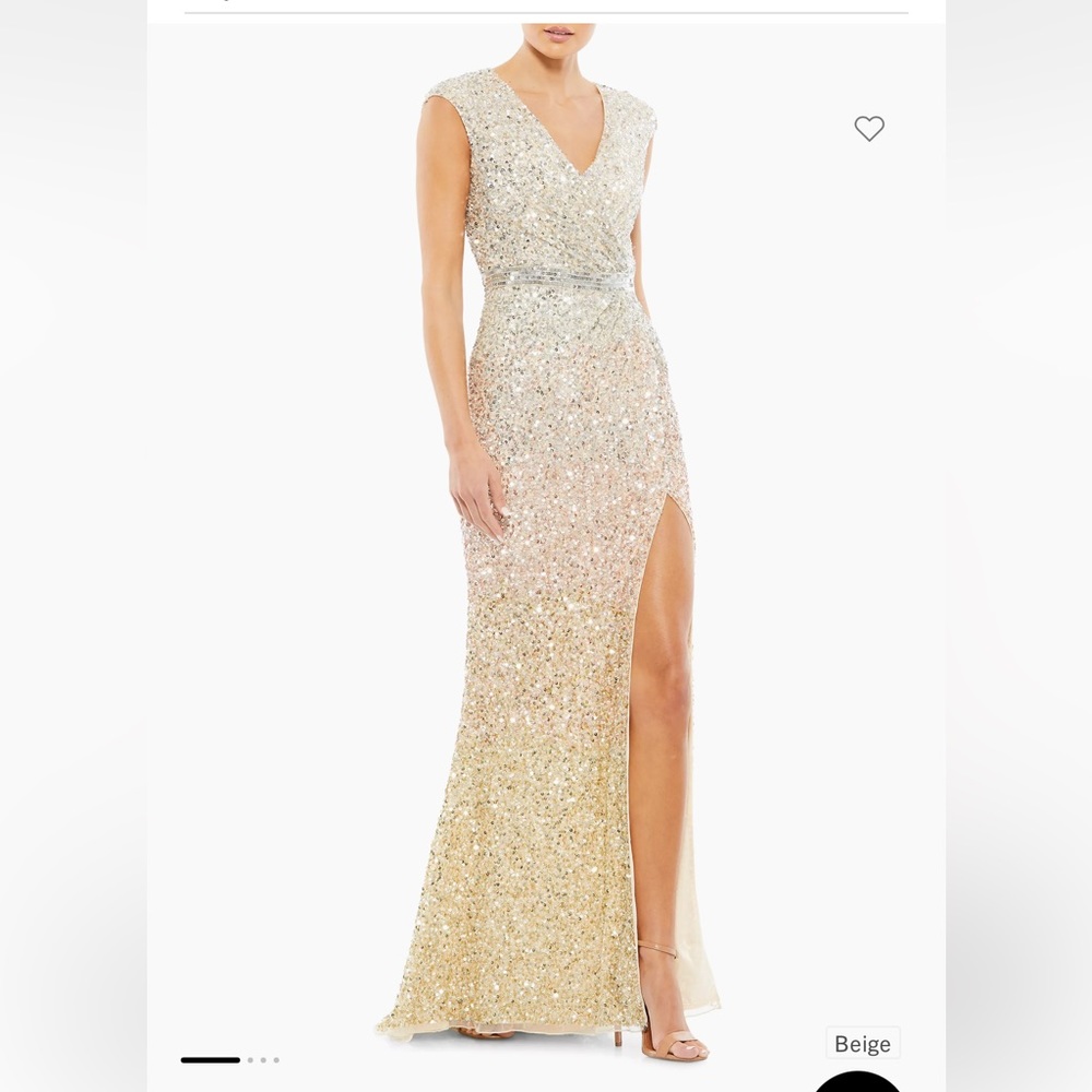 NWOT Mac Duggal faux wrap ombré sequin gown
